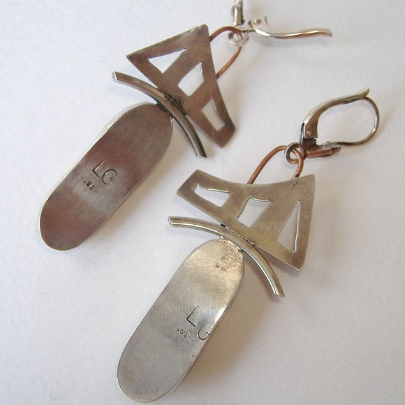 Golden Gate Fused Glass Handmade Earrings Sterling Silver Copper Pierced New